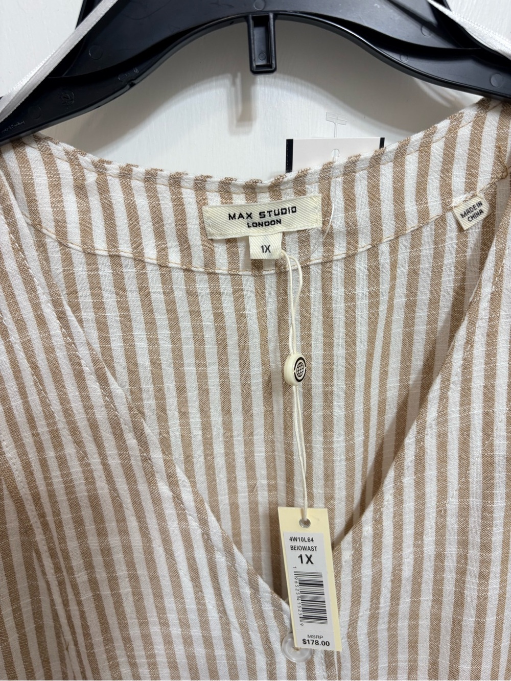 Oversized Lagenlook Granola Coastal Beige & White Vertical Stripe maxi dress NWT - Picture 3 of 6